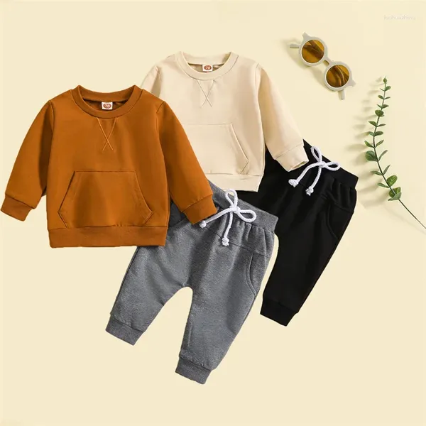 Ensembles de vêtements Vêtements pour bébés Automne Enfants Infantile Tenues décontractées Garçon Fille Lettre Sweat-shirt Pantalon 2pcs Costumes pour 0-4 ans