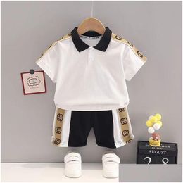 Set di abbigliamento Set di vestiti per bambini T-shirt Pantaloncini Bambino Casual Tuta per bambini Bambini Ragazzi Cartone animato 2 pezzi / set Drop Delivery Maternità Dhzhd