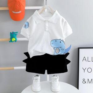 Kledingsets babykleding zomerpak peuter jongens korte mouw top zwarte shorts kinderen outfits 2 stuks 1-4 jaar oude kinderen waskamer