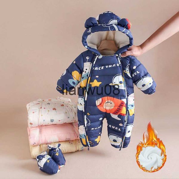 Ensembles de vêtements Vêtements de bébé Combinaison d'hiver pour garçons Filles Plus Salopette en velours Nouveau-né Barboteuse à capuche Combinaisons de neige Manteau pour tout-petits Vêtements d'extérieur pour enfants 02 x0828