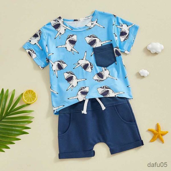 Vêtements ensembles de bébé vêtements garçons enfants de style plage de style plage / arbre imprimer des t-shirts à manches courtes hauts et shorts de bande élastique 2 pcs tenues