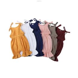 Kleding sets baby condole riem katoen hennep romper zomer pasgeboren meisje heerlijk kind hooi kanten voet mond klim jumpsuit outfits kleding b