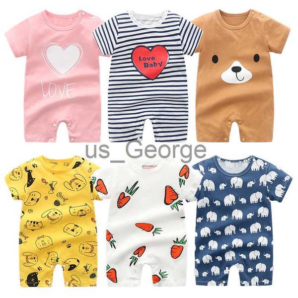 Conjuntos de ropa Mamelucos de algodón para bebés para niños y niñas Ropa de niña recién nacida Pijamas de manga corta de verano Traje de niño pequeño mono 2023 J230630