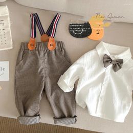 Ensembles de vêtements Baby Gentleman Set 6m-4y Spring and Automne First Year Robe Boys Handsome Shirt Backband Pants Two Piece