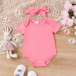 Ensembles de vêtements bébé fille 3 pièces ensemble de pâques à manches courtes barboteuse patch coeur imprimé jupe à bretelles 3D arc bandeau tenue pour bébé