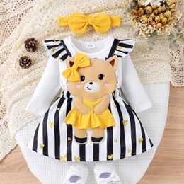 Kledingsets Baby Girl Animal Outfits Romper Suspender rok met lange mouwen