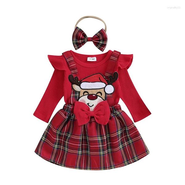 Sets de ropa Baby Girl Newrips Outfits Ruffle Ruffer Sftirt Plaid Sospechos