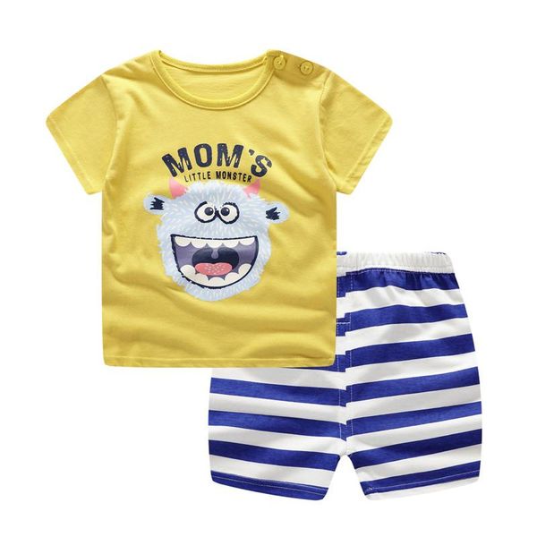 Ensembles de vêtements bébé fille vêtements beau garçon été infantile rayé Shorts jaune haut t-shirts tenues vêtements