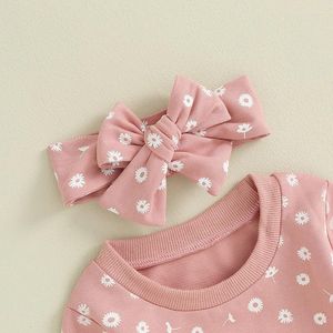 Kledingsets Baby Girl -kleren Set 3 stcs Sweatshirt broek met lange mouwen Hoofdband outfit baby peuter herfst winter