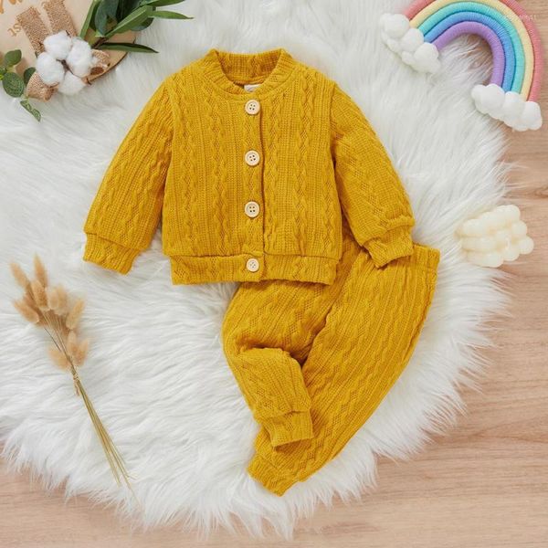 Ensembles de vêtements bébé fille vêtements ensemble hiver automne torsadé tricot Cardigan pantalon 2 pièces 0-3 ans tenue décontracté né