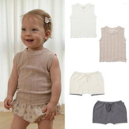 Conjuntos de ropa Ropa de bebé niña Verano Marca BON Camisetas de algodón para niños Punto Born Bebes Tops y pantalones cortos lindos Conjunto de ropa para niños pequeños