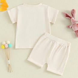 Ensembles de vêtements pour bébé fille de Pâques Toddler T-shirt Short 2pcs Set Infant Ching Suit Born Bord Vêtements d'été