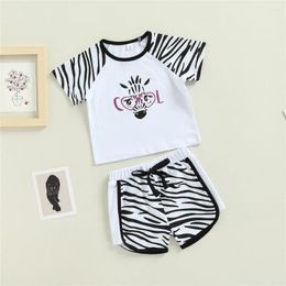 Kleding Sets Baby Meisje Mode Kleding Set Zebra Print T-shirt Tees Tops Trekkoord Shorts 18M-6Y Kinderen Kinderen Zomer Casual Outfit 2023