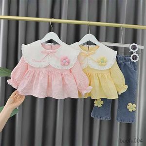 Kledingsets Baby Meisje Kledingset Met Lange Mouwen Meisje Vroege Lente Revers Kant Prinses Stijl Pak Voor 9M 12M 24M 36M Baby Meisje Kleding