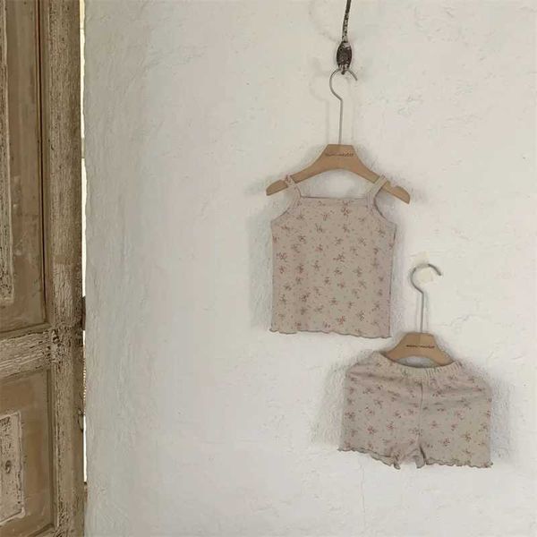 Sets de ropa Baby Girl Retro Floral Sospechosos Camiseta Niño Foliente Costo de algodón de algodón de algodón de algodón suave y transpirable