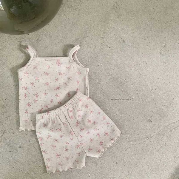 Sets de ropa Baby Girl Retro Floral Sospechosado Camiseta Niño Foliente Costo Fino suave algodón ALTOLA ALGODE ALGODA DE 2 piezas