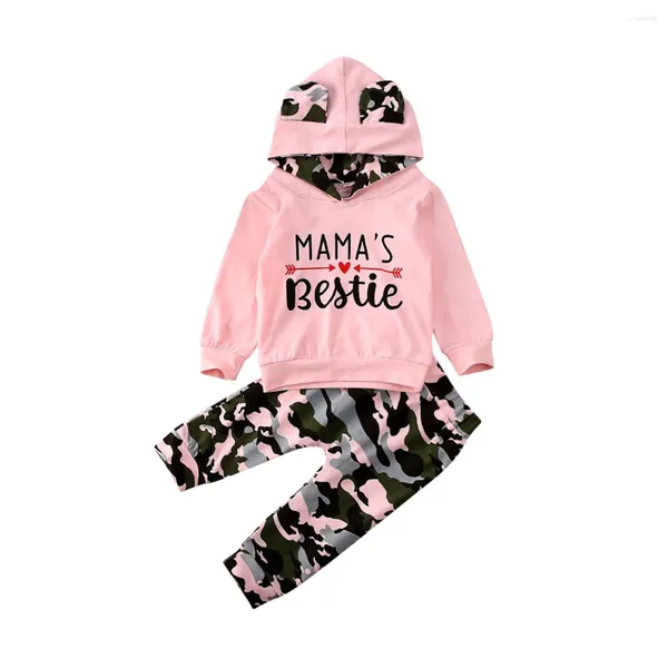 Ensemble de vêtements Baby Girl S tenue d'automne LETTRE LONGE LETTRE LETTRE IMPRESSION SPANTS CAMOUFLAGE PANT