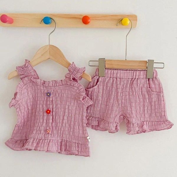 Ensembles de vêtements pour bébé fille des vêtements d'été ensembles de coton à côtes coulées de bosyuit shorts costumes