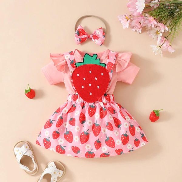 Vêtements ensembles bébé fille jupe d'été tenue à volants robebbed fleur drapeau étoile étoile suspension née robes en couches vêtements