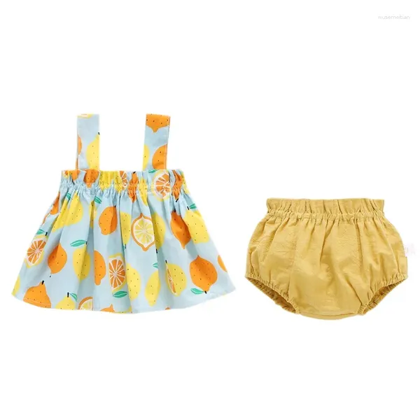 Ensembles de vêtements Baby Girl Single Print Sling Set Summer Cool Costumes Girls Vêtements 2pcs Jupe Pantalon enveloppé