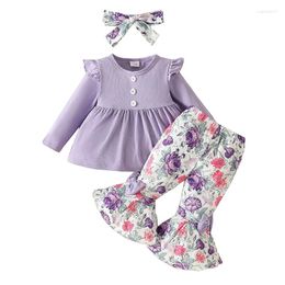 Ensembles de vêtements Baby Girl Toddler Clothes Tops Jupe Fared Pantans Pantes à manches longues Top Bott Bott Bott