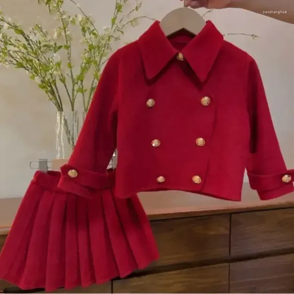 Conjuntos de ropa para niña, conjunto de ropa acolchada de algodón y lana, chaqueta y falda, 2 uds., niño pequeño, cálido año de Navidad 1-10 años