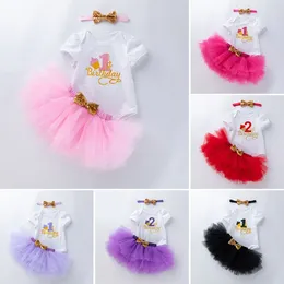 Juegos de ropa para niñas de bebé 12 meses Vestido de fiesta de cumpleaños Copa de algodón Tutu Manga corta Romper Princesa