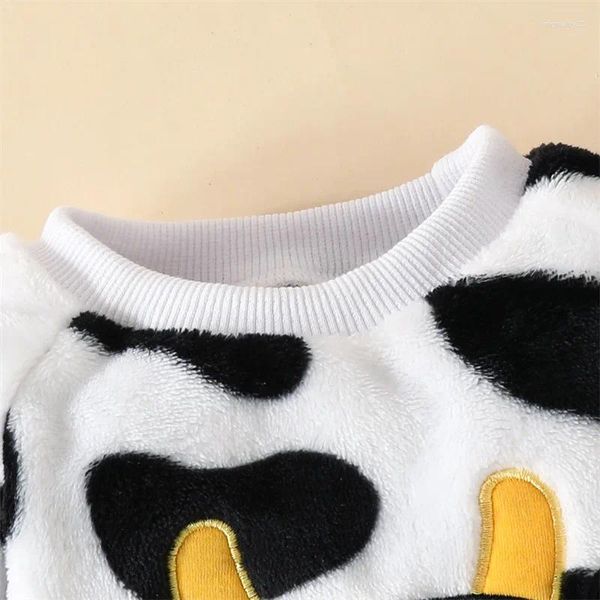 Conjuntos de ropa Baby Girls 2pcs pantalones de manga larga bordado de vaca