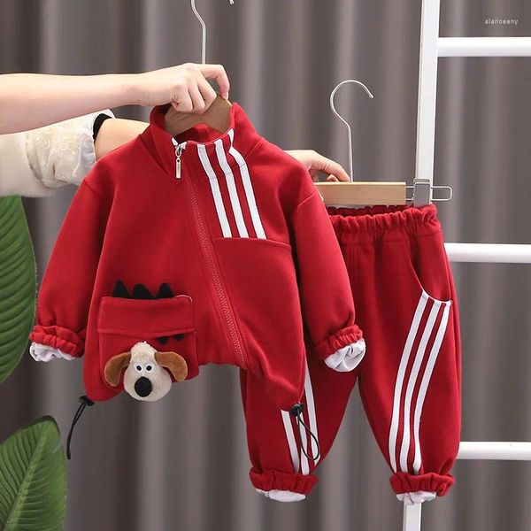 Conjuntos de ropa Bebés y niños Ropa de diseñador de lujo 2024 Primavera Corea Estilo Diagonal Cremallera Manga larga Cardigan Abrigos Pantalones Casual