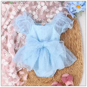 Conjuntos de ropa Baby Girls Body Lace Big Bow Princess Cumpleaños Año Nuevo para 0-18M Monos infantiles Fly Lace Soild Niño Mono RopaL231202