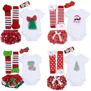 Kledingsets Babymeisjes Kerstkleding Set Jaar 2023 Santa Costumes Bodysuit TopspantsShoesheadwear Toddler Xmas Gifts 220915