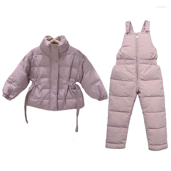 Conjuntos de ropa Ropa para niñas bebés 2023 Algodón de invierno Abrigos casuales cálidos gruesos Pantalones de dos piezas Niños Niños Traje Niños Down Parka Trajes