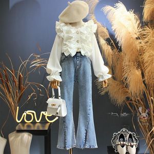 Kledingsets Babymeisjes Kleding Kinderpak voor kostuums Blouse Jeans Twinset Spring Autumn Vestidos 6 8 10 12 14 jaar