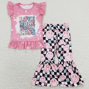 Ensembles de vêtements pour bébés filles vêtements aiment plus d'inquiétude moins boutique pour enfants Bell Bottom tenue mode Toddler Girl Set