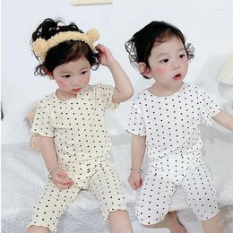 Vêtements Ensemble de bébés filles Vêtements d'été à manches longues à manches longues de style coréen de style coréen pyjamas pour enfants 1 2 3 4 ans