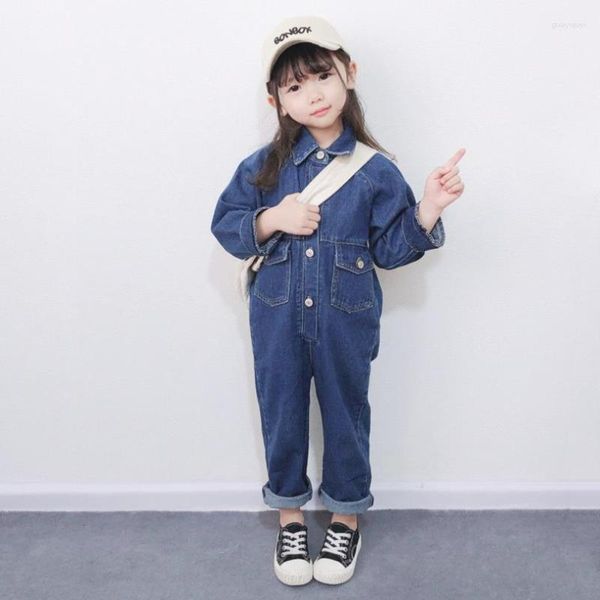 Conjuntos de ropa Bebé Niñas Denim Algodón Mono Primavera Otoño Ropa suelta Monos Jeans Niños 2-7Y Ws1384