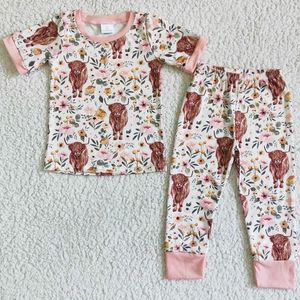 Ensembles de vêtements pour bébés filles, vêtements de styliste, robe florale de vache, ensemble pyjama pour tout-petits, boutique de mode, vente en gros