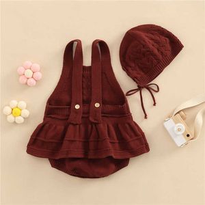 Ensembles de vêtements bébé filles tricoté et chapeau ensemble sans manches évider combinaisons solides mode décontracté nouveau-né enfants vêtements 3-24 mois