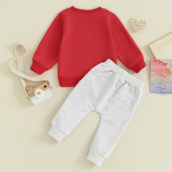 Sets de ropa Baby Girls My First Valentines Day Day Titfit de manga larga Swint Swintshirt Pants Dadand de diadema 3 PCS