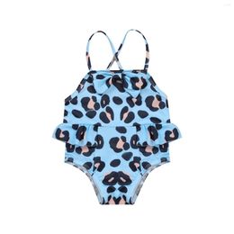 Kleding Sets Baby Meisjes Een Stuk Bikini Luipaard Print Strik Mouwloze Jumpsuits 3 Kleuren Outfits