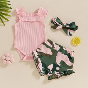 Ensembles de vêtements Baby Girls Shorts Set Souples Sweet With Camouflage et HairBand Summer Tenue d'été