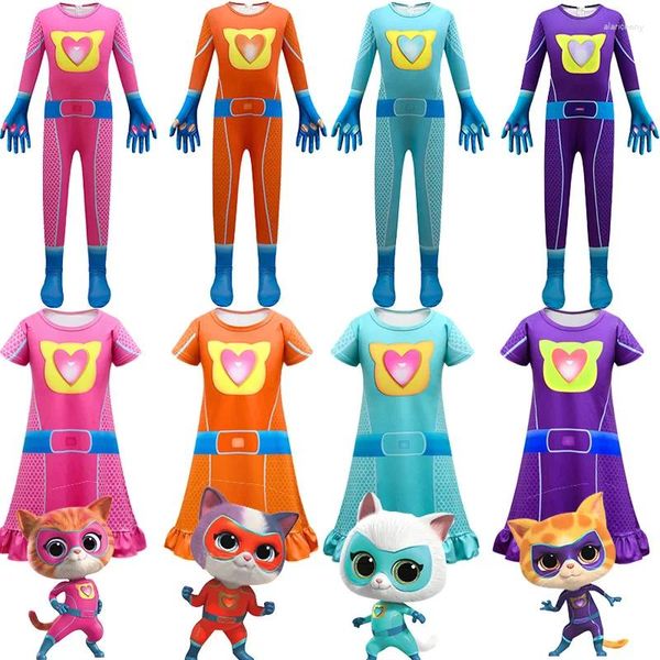 Ensembles de vêtements Bébé Filles Super Kitties Cosplay Anime Body Garçons Combinaisons Enfants Fantaisie Halloween Costumes De Carnaval Fête D'anniversaire