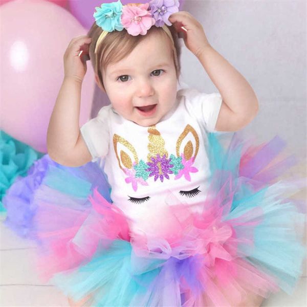 Ensembles de vêtements Bébé filles Tutu vêtements ensemble infantile robe d'été Pettiskirt tenues d'anniversaire infantile 1ère fête avec bandeau costume pour bébé filles W230210