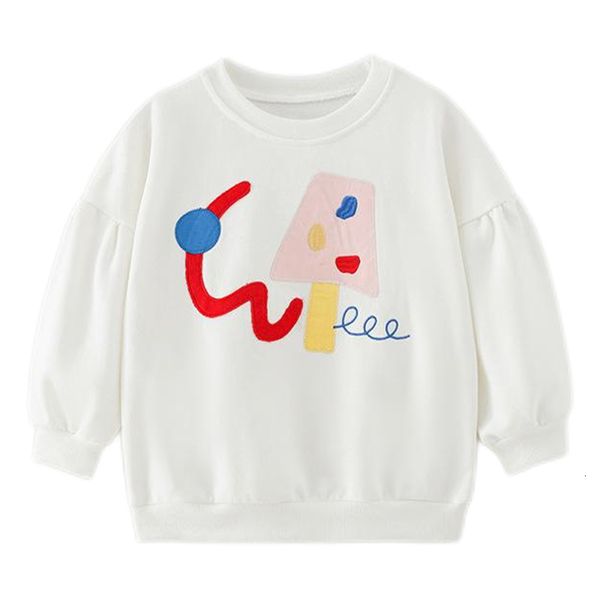 Ensembles de vêtements bébé filles sweat-shirt blanc avec glace vêtements décontractés pour le printemps et l'automne beaux enfants hauts pour enfants 2-7 ans 230606