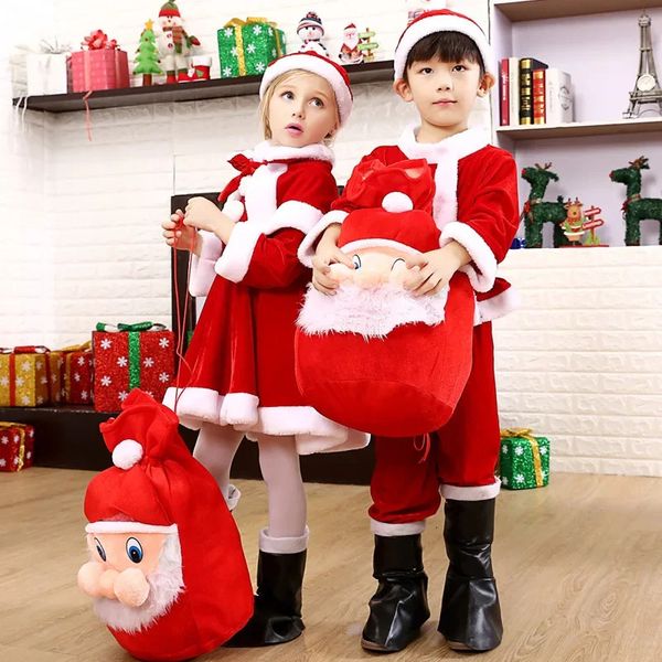 Ensembles de vêtements Bébé Filles Garçons Noël Cosplay Costume De Père Noël Pour Enfants Vêtements De Noël Robe De Fête / PantalonsHatBelt Enfant Année Tenue 231219