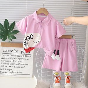 Kledingsets Baby Holiday Boys Suit 2024 Zomer Korea Patch Dog Dog Korte mouw T-shirts en shorts Boy Bos Kleine Girls Boutique Outfit