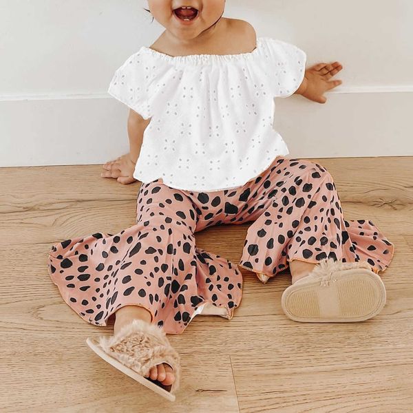 Ensembles de vêtements bébé infantile bébé enfant filles vêtements ensemble hauts imprimé léopard Flare pantalon filles vêtements été