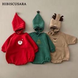 Ensembles de vêtements Bébé Infant Coton Barboteuses Noël Santa Rudolph Toddler Garçon Fille Sweat Avec Chapeau Arbre De Noël Automne Hiver Vêtements Pull 230202