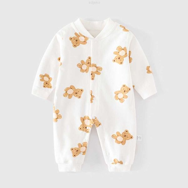 Ensembles de vêtements Combinaison bébé Printemps et automne Vêtements nouveau-nés en pur coton Pyjamas d'été Chemise de fond pour garçons filles en toutes saisons