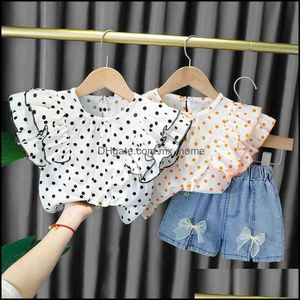 Ensembles de vêtements bébé enfants bébé, maternité filles tenue mode 2 pièces costume chemise haut denim salopette jeans vêtements bébé fille shorts goutte